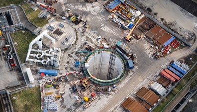 Aerial photos reveal new land created in the Thames by super sewer project